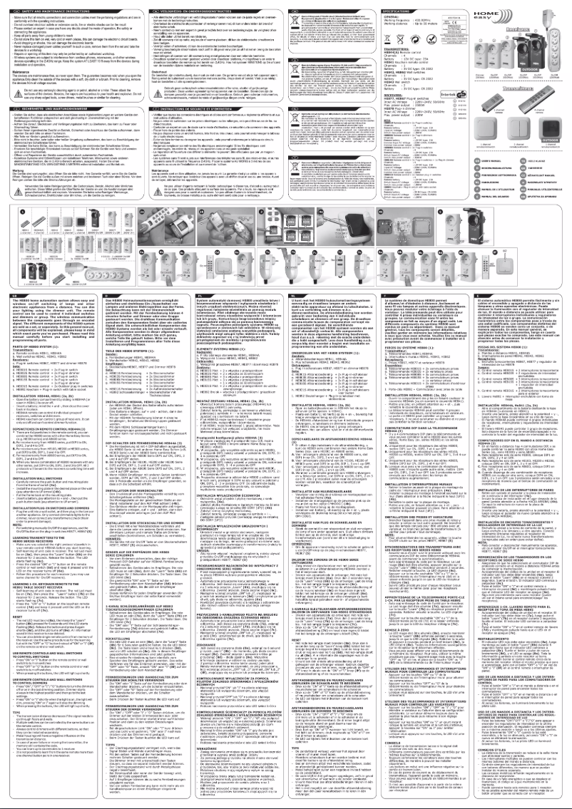 First page image of the manual for Home Easy HE808S