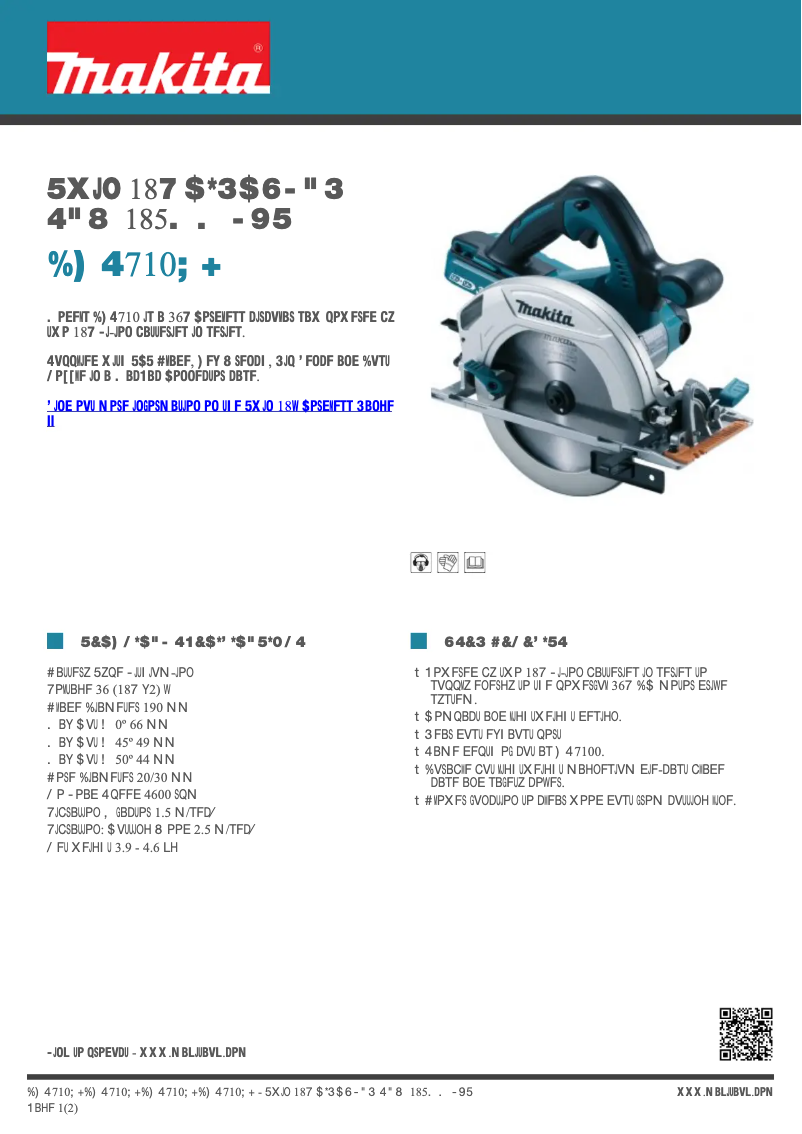 Page 1 of the manual Technical Sheet Makita DHS710ZJ