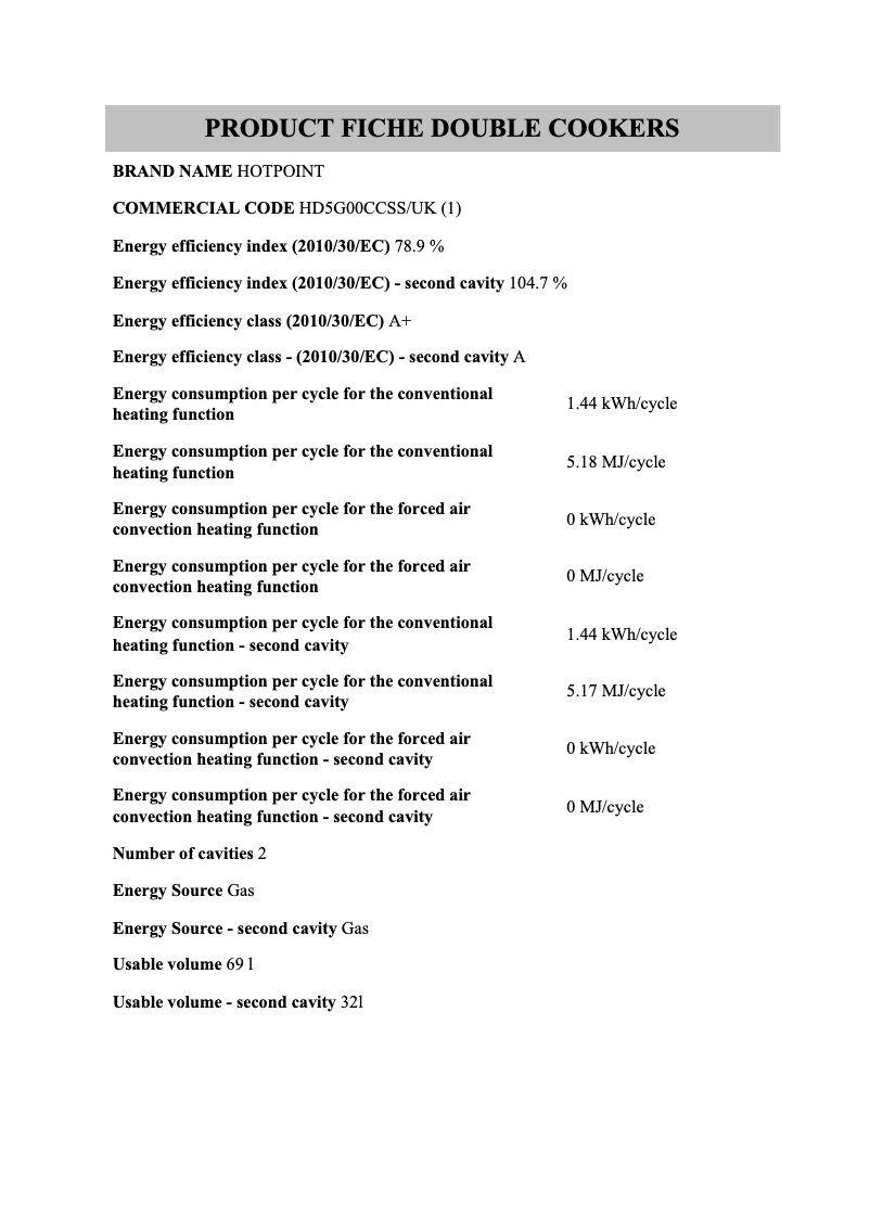 First page image of the manual for HD5G00CCSS/UK