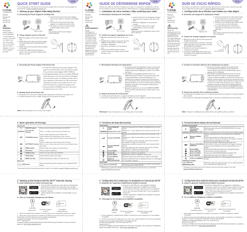 Page 1 de la notice Guide de démarrage rapide Oricom Babysense7 OBH430