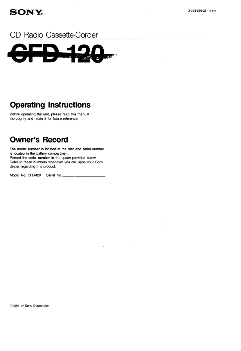 First page image of the manual for CFD-120