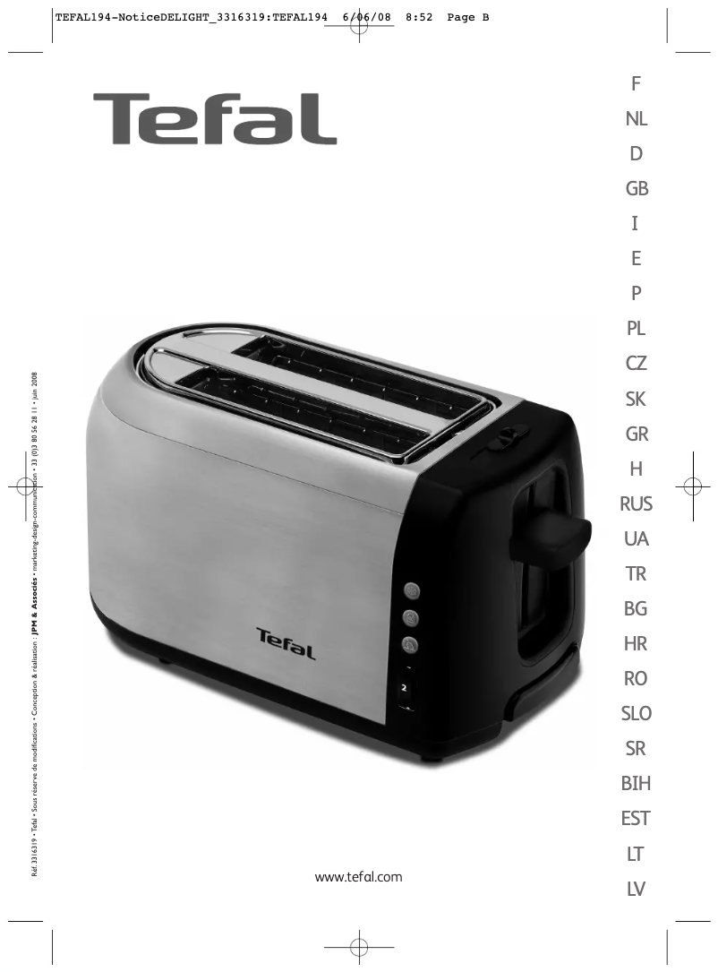 Page 1 of the manual User Manual Tefal TT812330