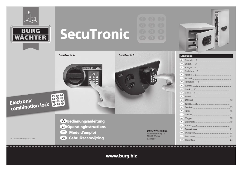 First page image of the manual for SecuTronic A