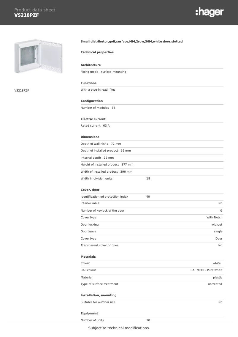 First page image of the manual for VS218PZF
