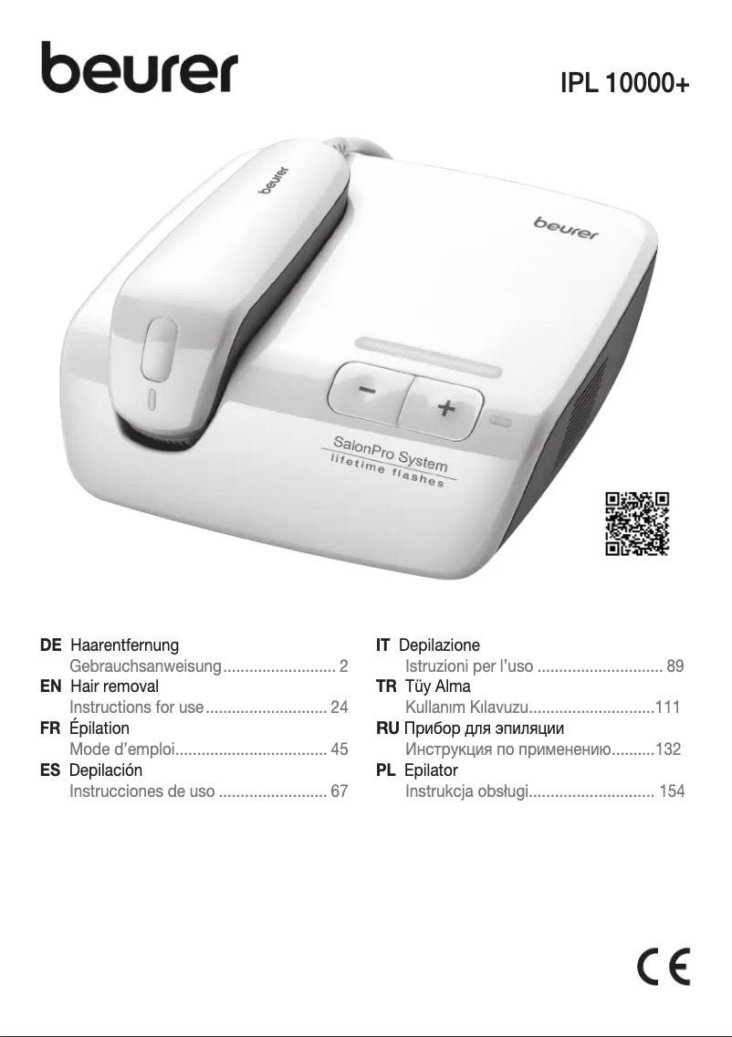 First page image of the manual for SalonPro System IPL 10000+