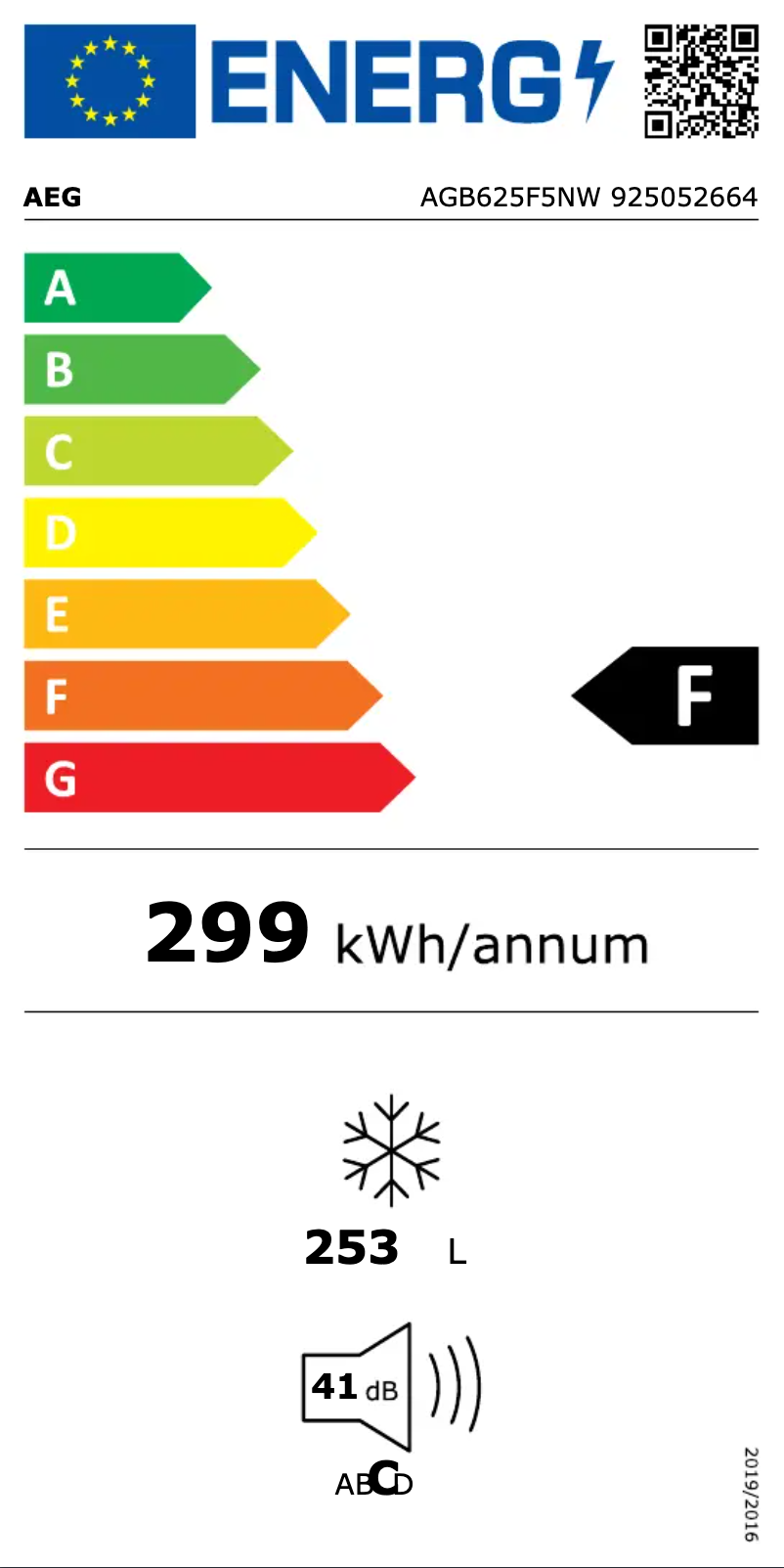 Page 1 of the manual Energy Label AEG AGB625F5NW