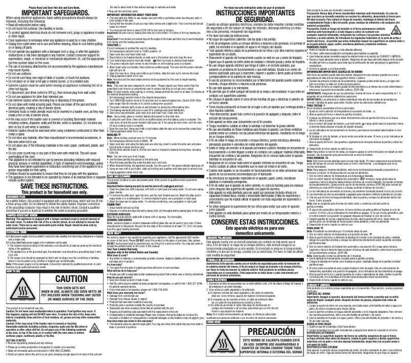 First page image of the manual for TO3210SSD