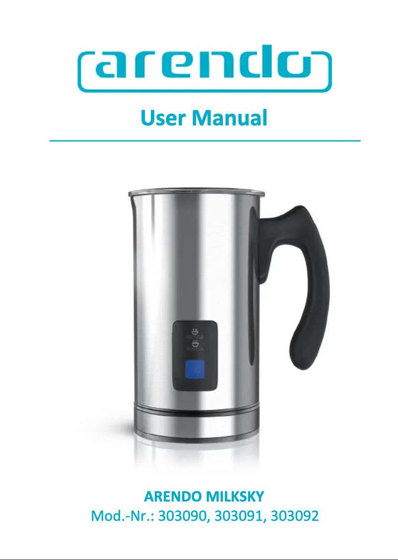 Page 1 of the manual User Manual Arendo MILKSKY 303090
