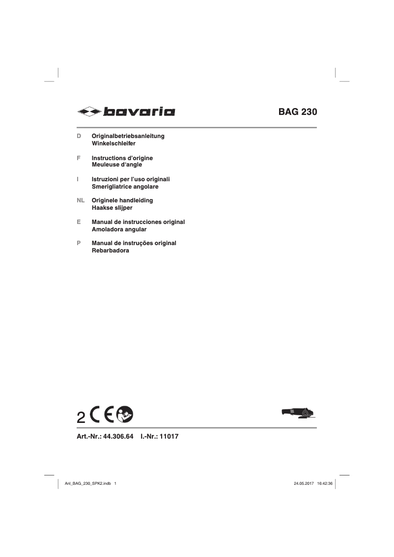 First page image of the manual for BAG 230