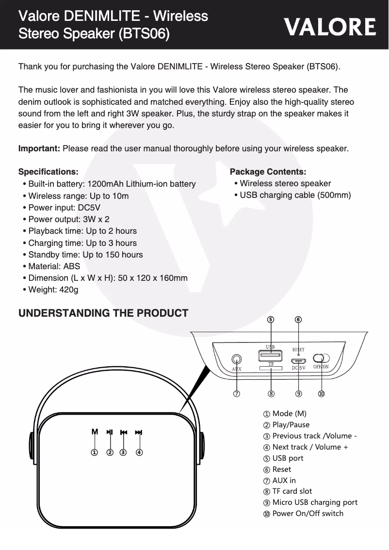 First page image of the manual for BTS06
