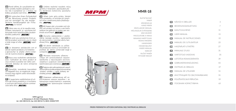 Page 1 of the manual User Manual MPM MMR-18