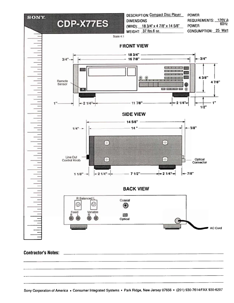 Page 1 of the manual Installation Guide Sony CDP-X77ES