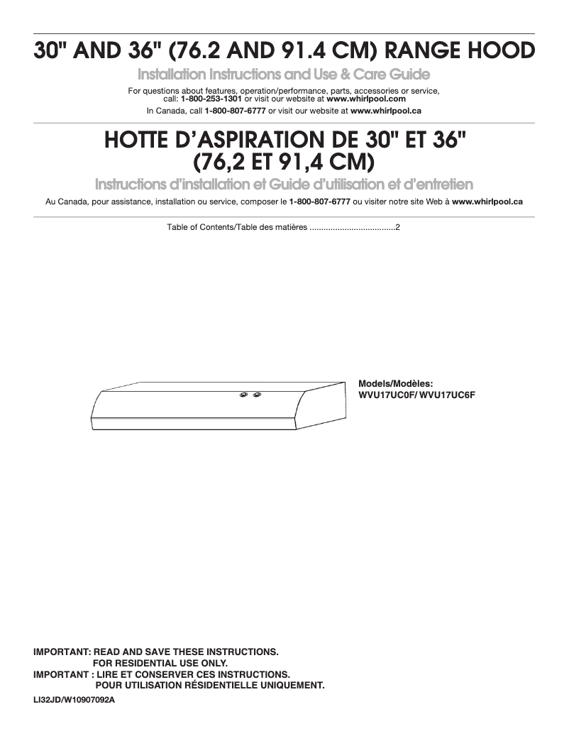 Page 1 of the manual Use and Maintenance Manual KitchenAid WVU17UC6FW