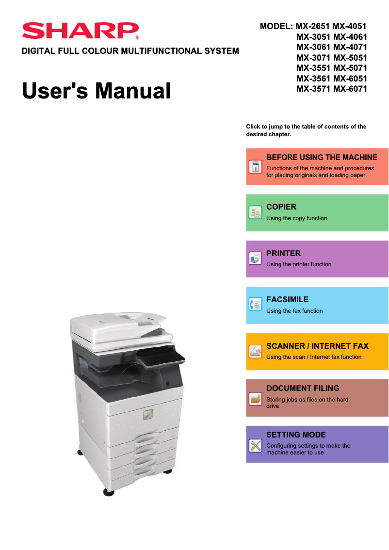 Page 1 of the manual User Manual Sharp MX-3571S