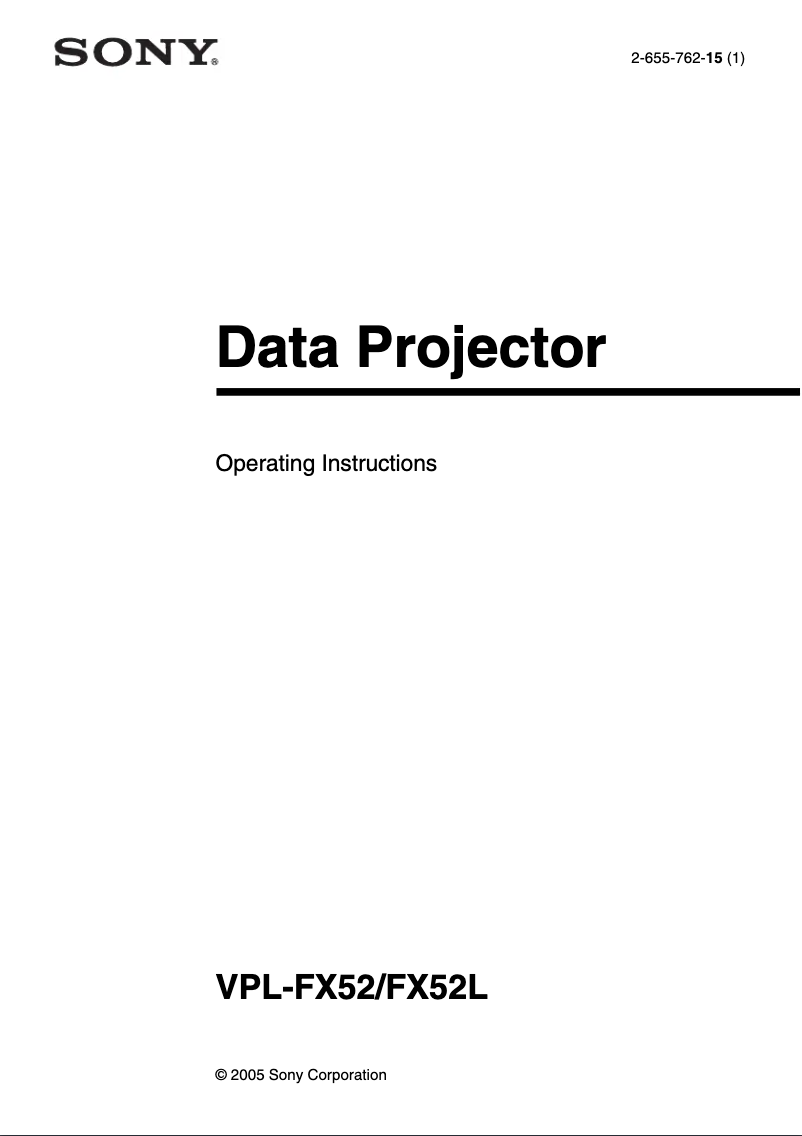 First page image of the manual for VPL-FX52