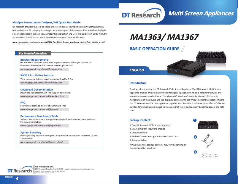 Page 1 of the manual User Manual DT Research MA1367