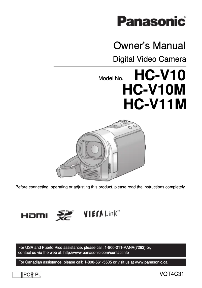 Page 1 of the manual User Manual Panasonic HC-V11M