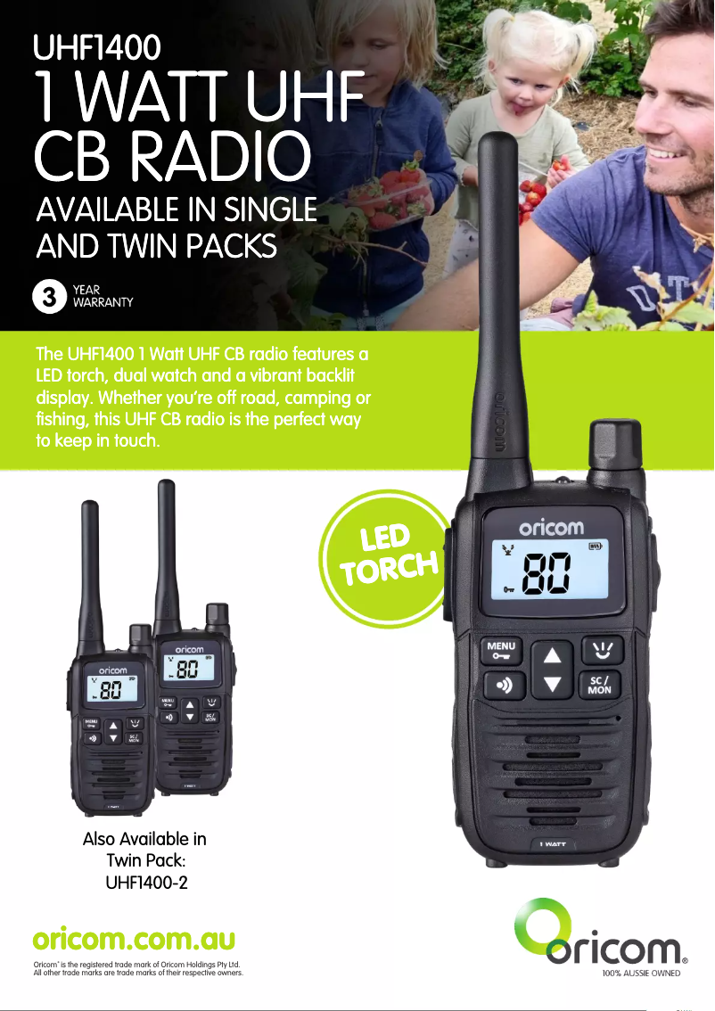 Page 1 de la notice Fiche technique Oricom UHF1400