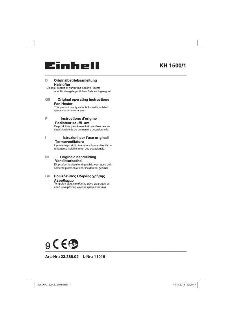 Page 1 of the manual User Manual Einhell KH 1500/1