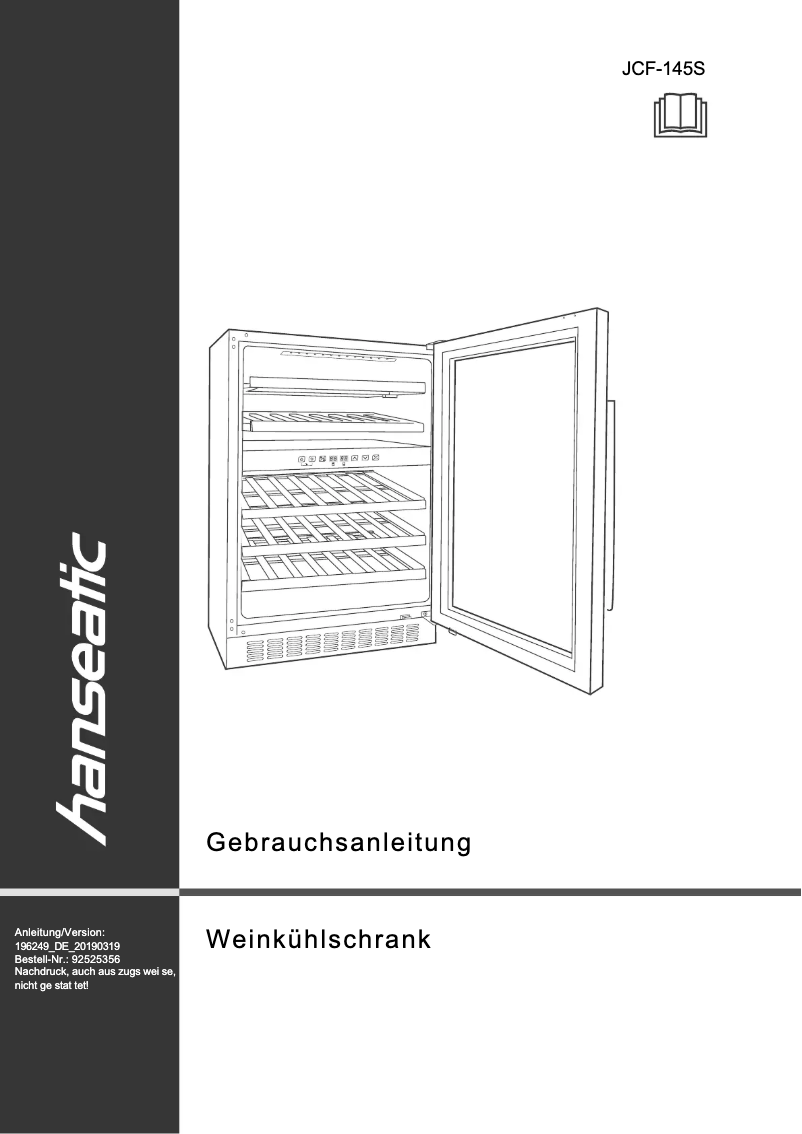 Page 1 of the manual User Manual Hanseatic JCF-145S