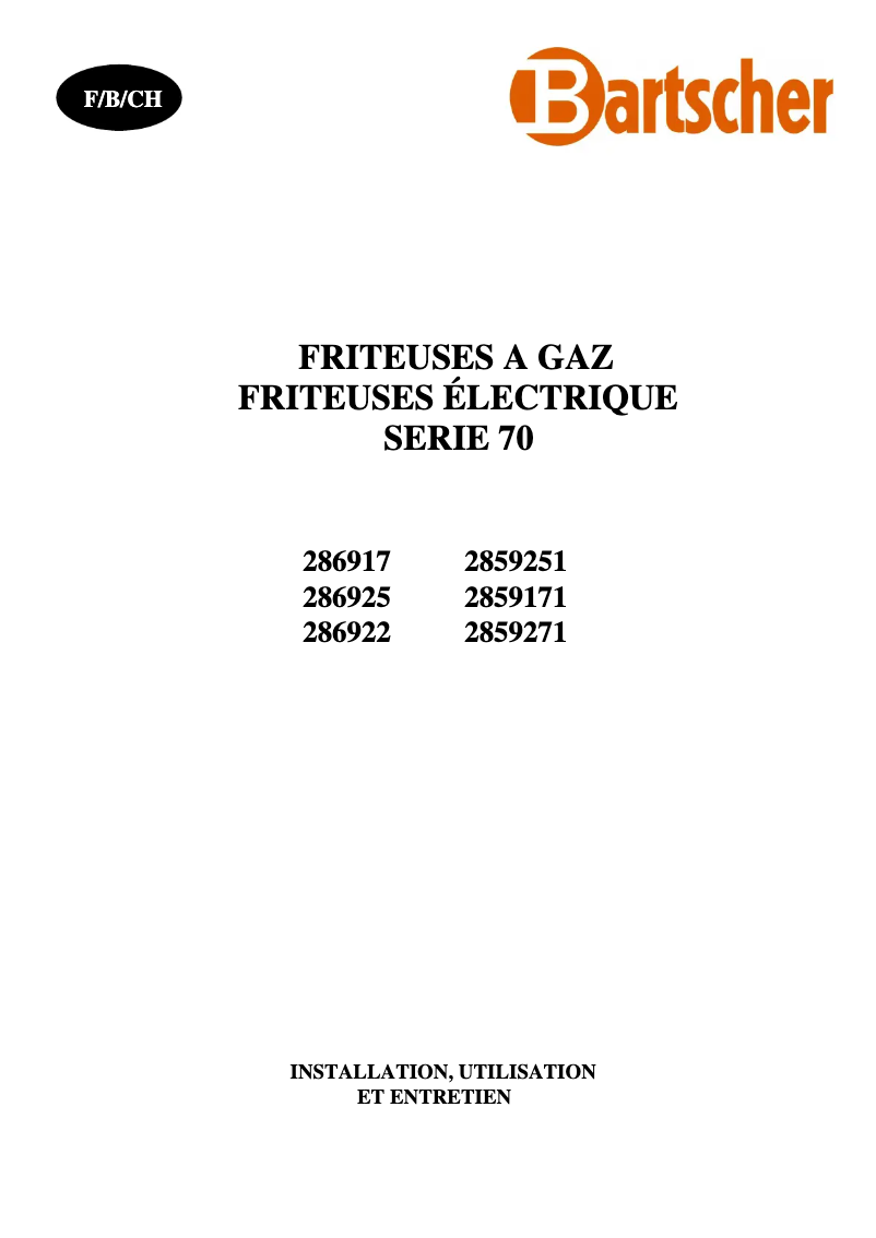 Page 1 of the manual User Manual Bartscher 286922