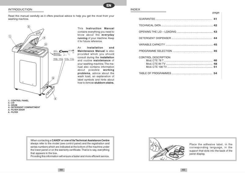 First page image of the manual for CTE 76TES