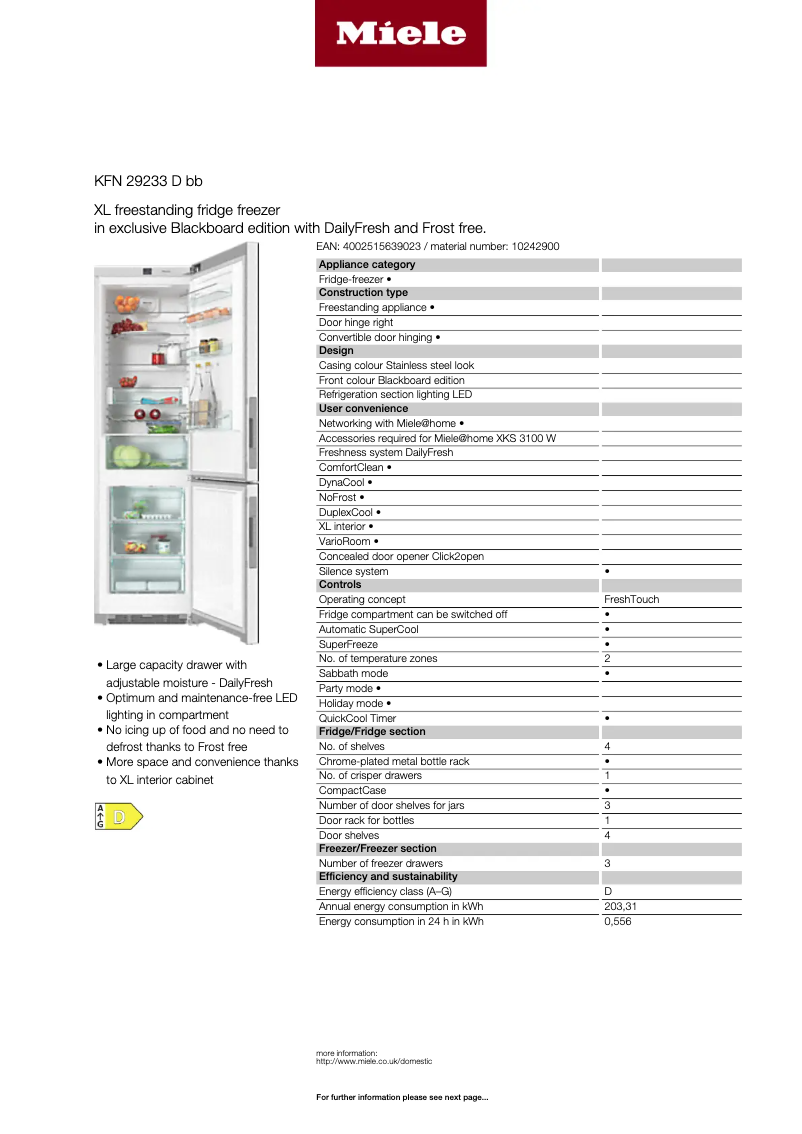 First page image of the manual for KFN 29233 D bb