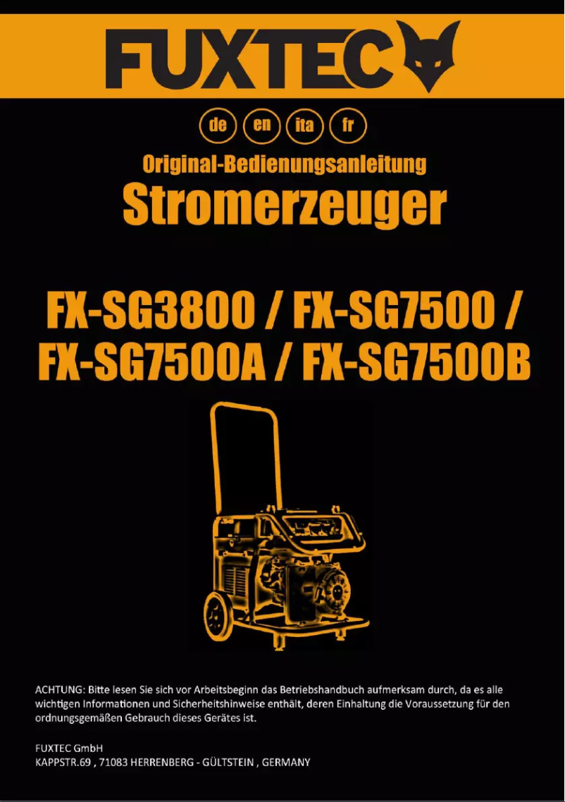 First page image of the manual for FX-SG7500