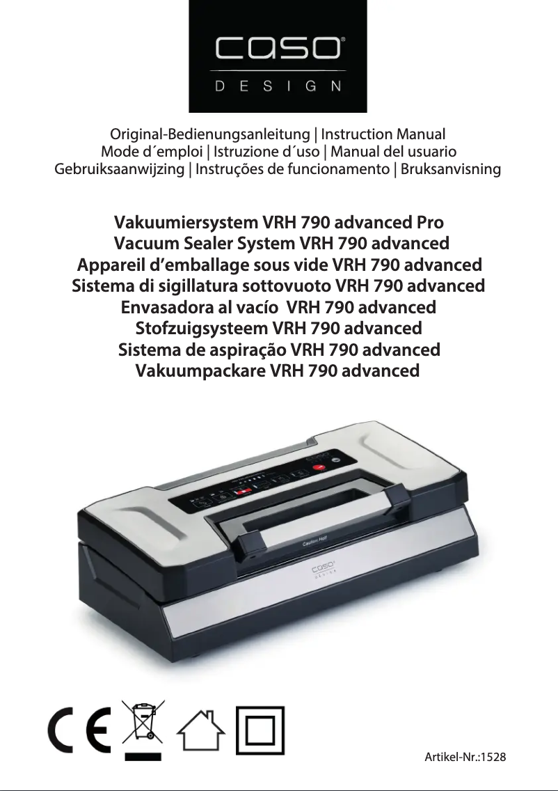 Page 1 of the manual User Manual Caso VRH 790 advanced ro