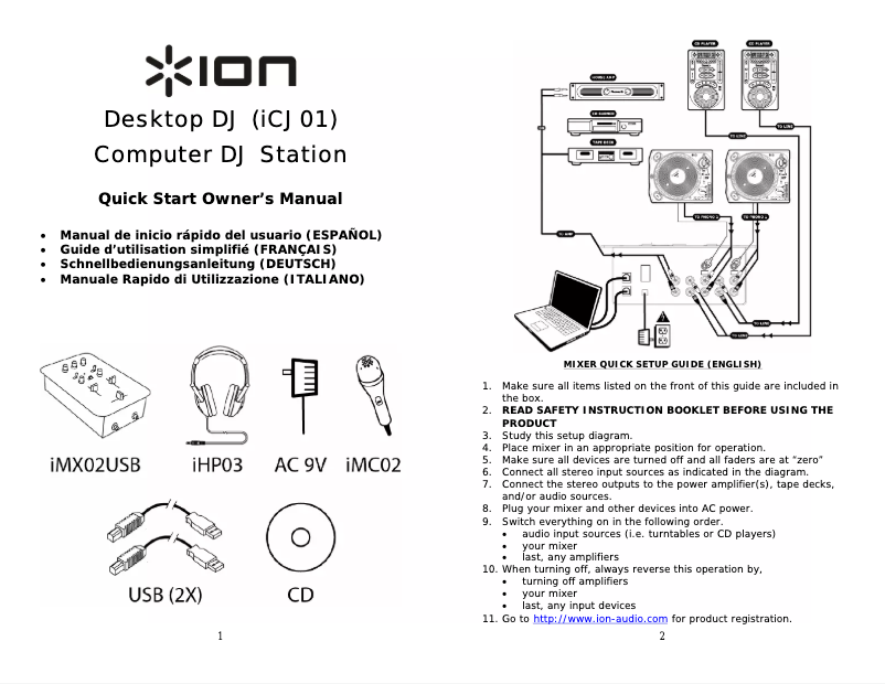 Page 1 of the manual User Manual Numark ICJ01