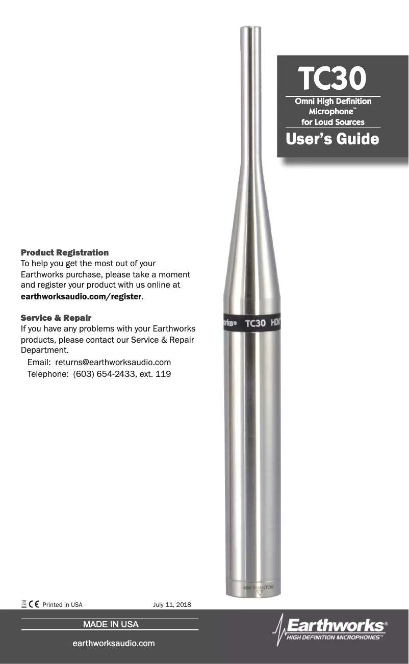 First page image of the manual for TC30