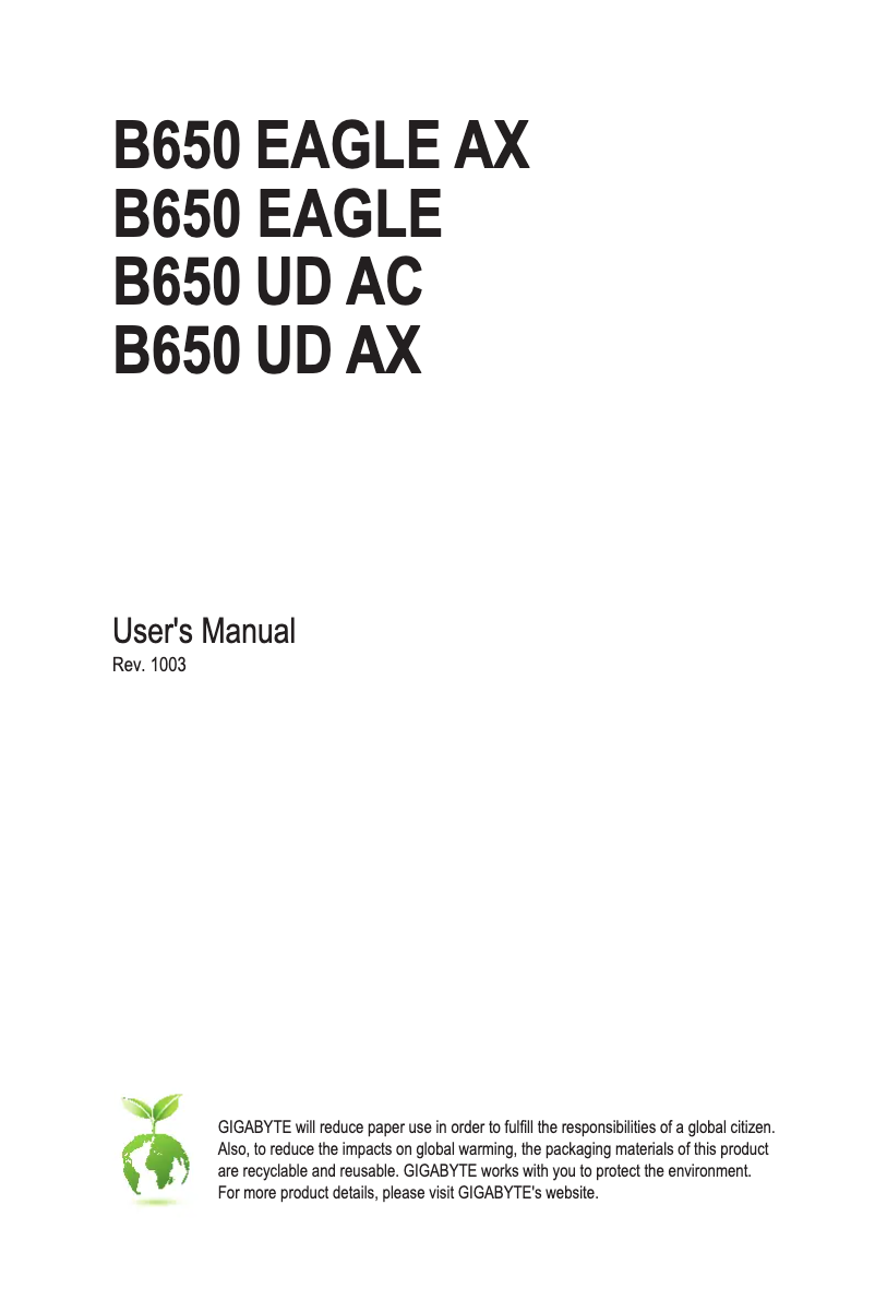 First page image of the manual for B650 Eagle