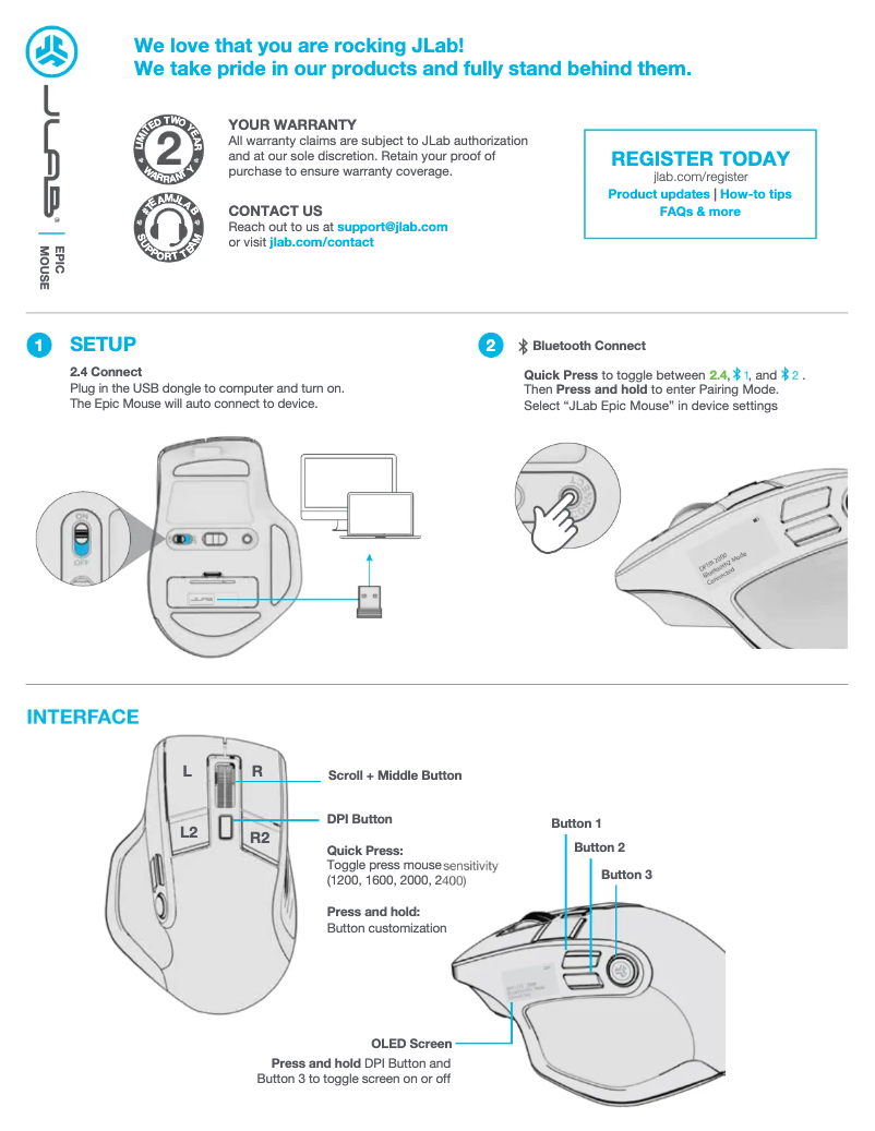 Page 1 of the manual User Manual JLab Epic Mouse
