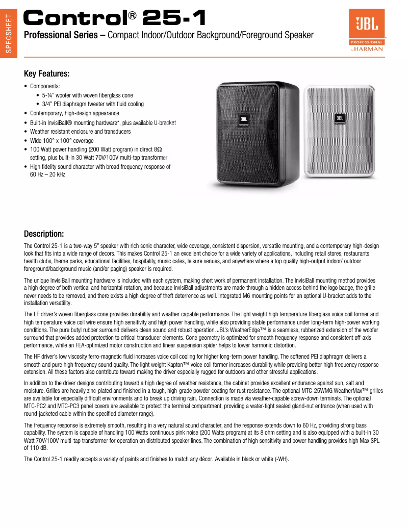 First page image of the manual for Control 25-1