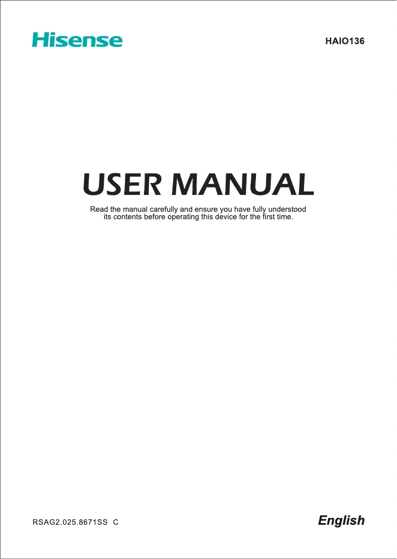Page 1 of the manual User Manual Hisense HAIO136