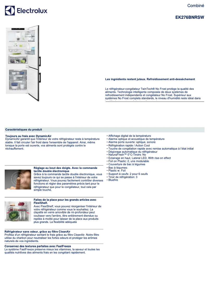 First page image of the manual for EK276BNRSW