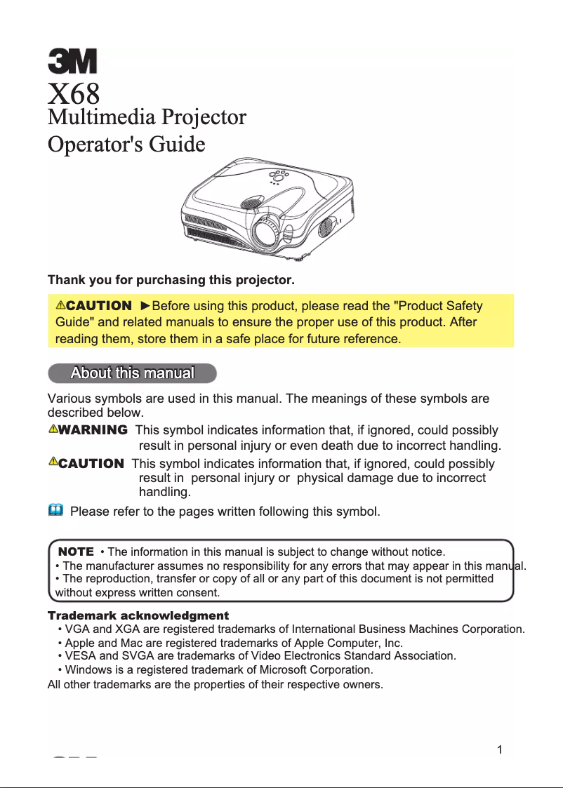 First page image of the manual for X68