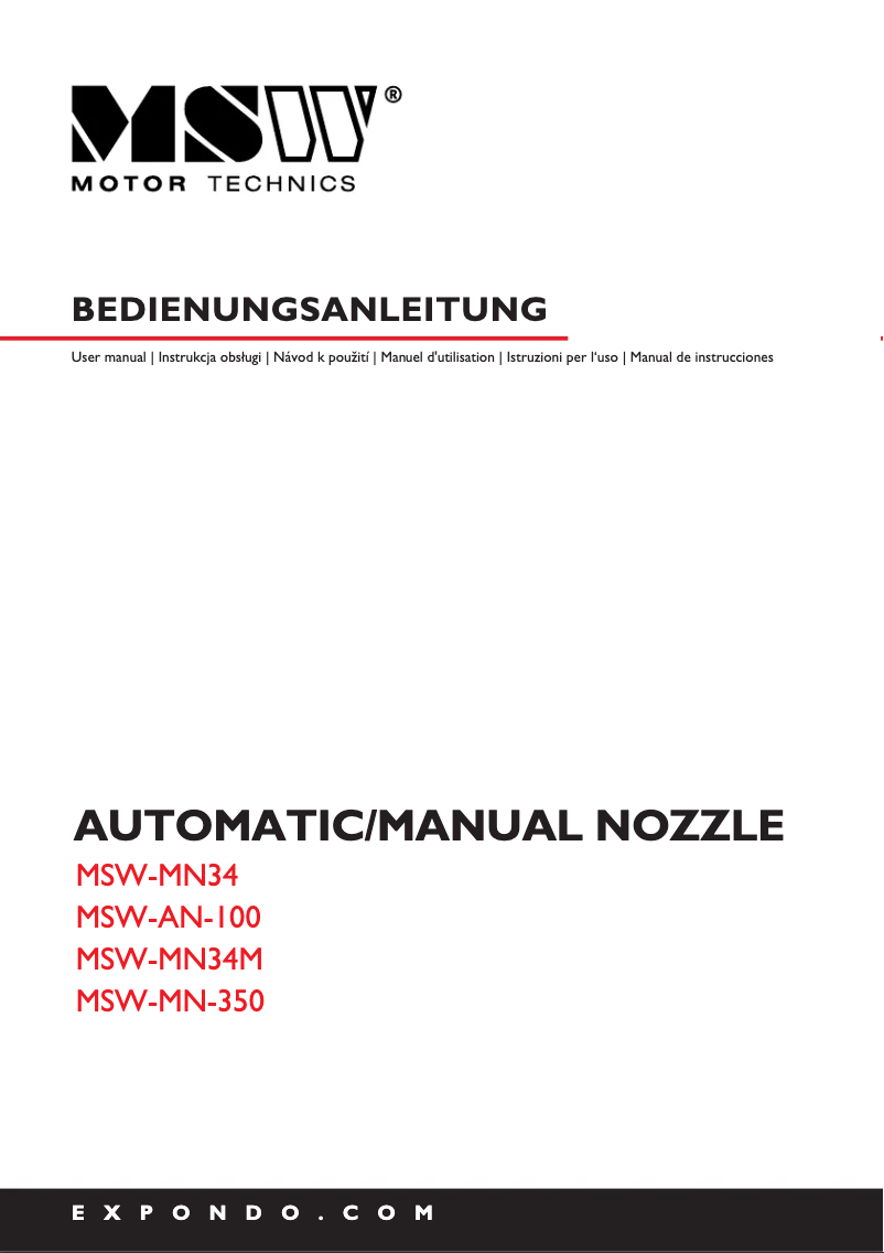 First page image of the manual for MSW-MN34M