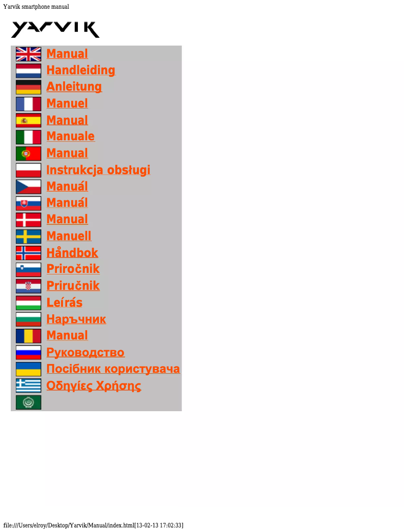 Page 1 of the manual User Manual Yarvik Ingenia Horizon SMP50-200