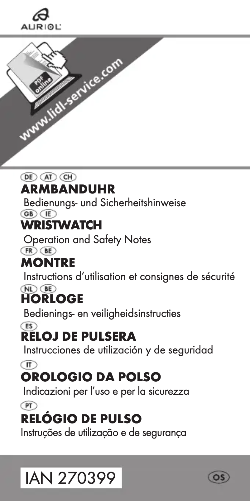 Page 1 of the manual User Manual Auriol IAN 270399