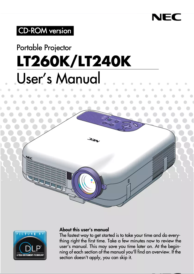 First page image of the manual for LT240K