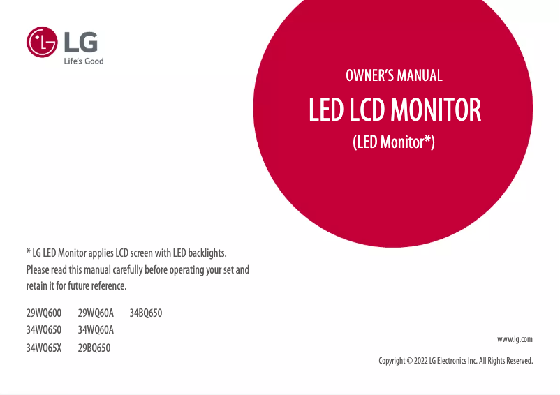 Page 1 of the manual User Manual LG 34BQ650