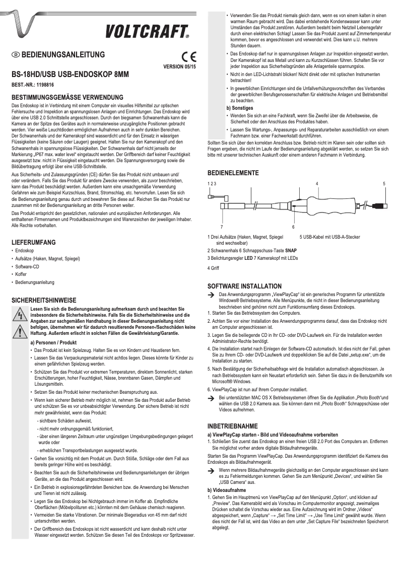Page 1 of the manual User Manual Voltcraft BS-18HD/USB