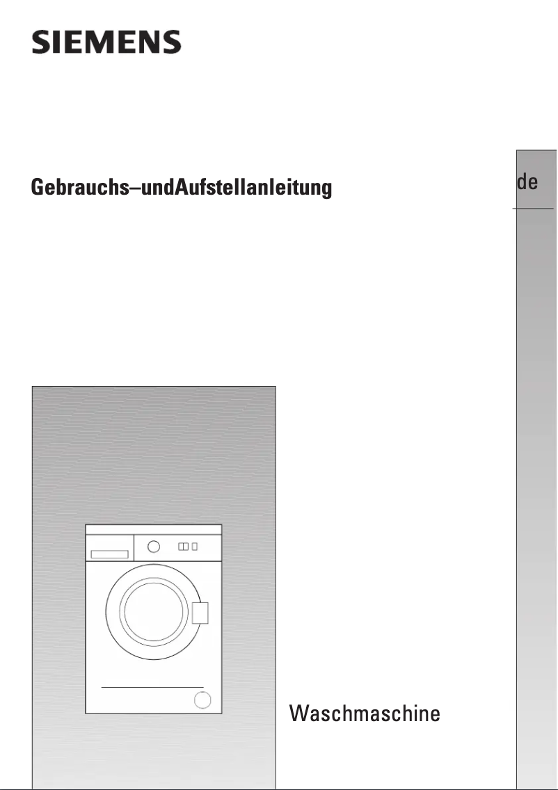 Page 1 of the manual User Manual Siemens WM10A160BY