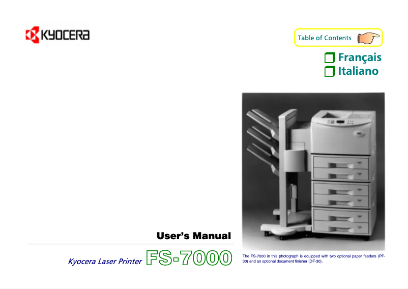 First page image of the manual for FS-7000