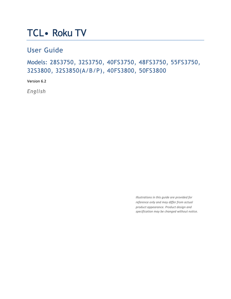 First page image of the manual for 40FS3800