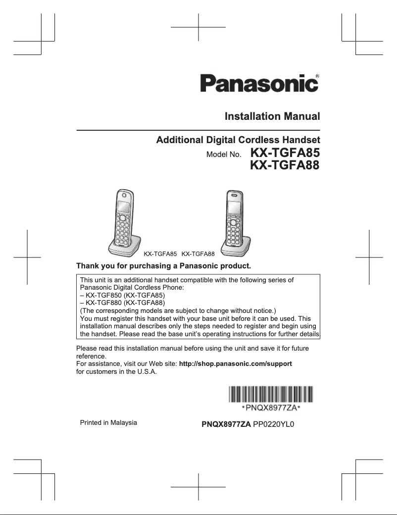Page 1 of the manual User Manual Panasonic KX-TGFA85
