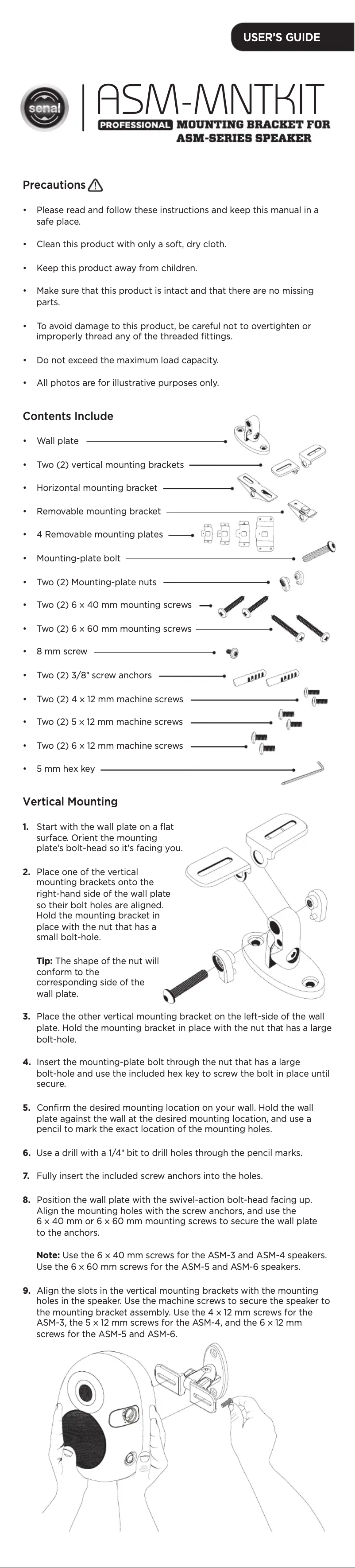 Page 1 of the manual User Manual Senal ASM-MNTKIT