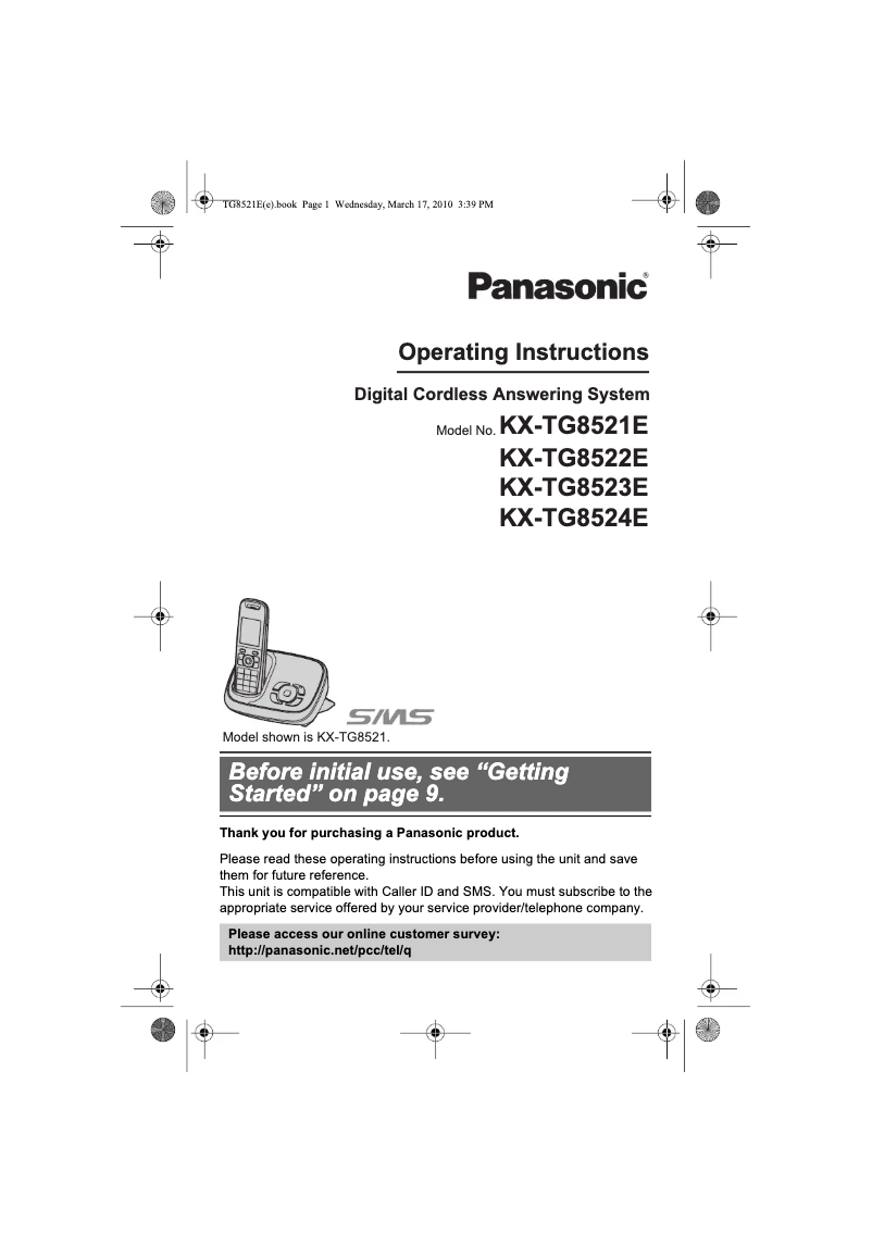 First page image of the manual for KX-TG8521