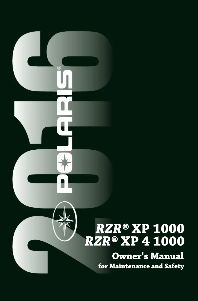 First page image of the manual for RZR XP 4 1000 (2016)